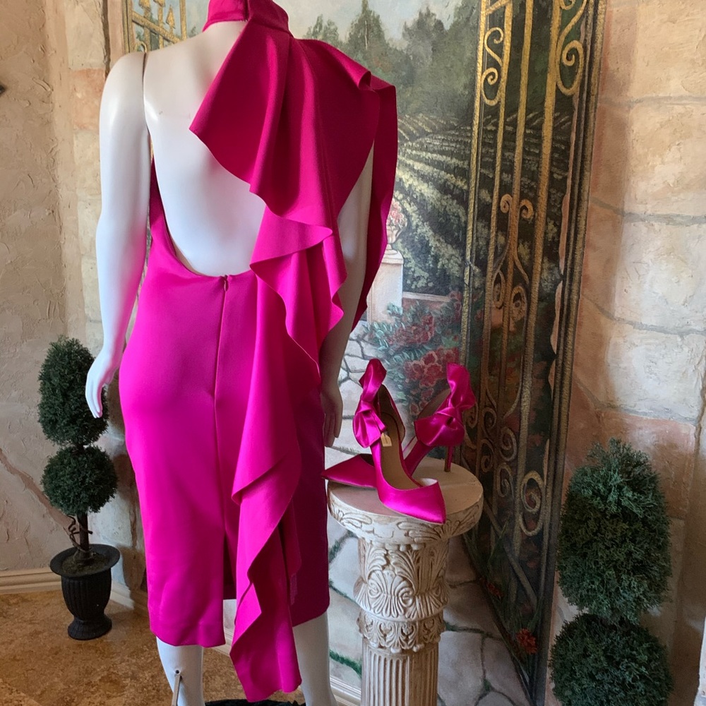 Issue New York Scuba Mock Neck Ruffle Dress